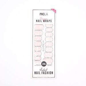 ncLA Beauty - Designer Nail Wraps - Light Pink with White Leaf Pattern